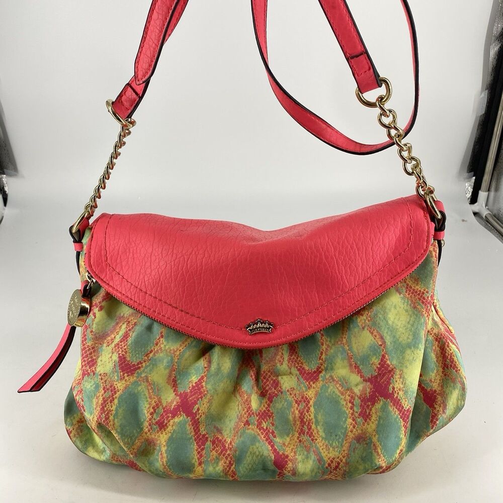 Juicy Couture Y2K Neon Multicolor Tunnel Flap Crossbody Bag Pink